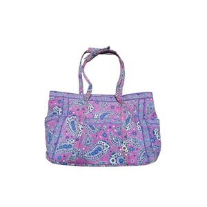 Vera Bradley Pink Blue Paisley Quilted Tote Bag Retired Pattern